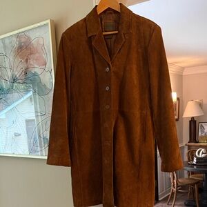 Classic Brown Suede Trench Coat